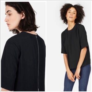 New Everlane back zip top Japanese goweave blouse work solid contemporary modern